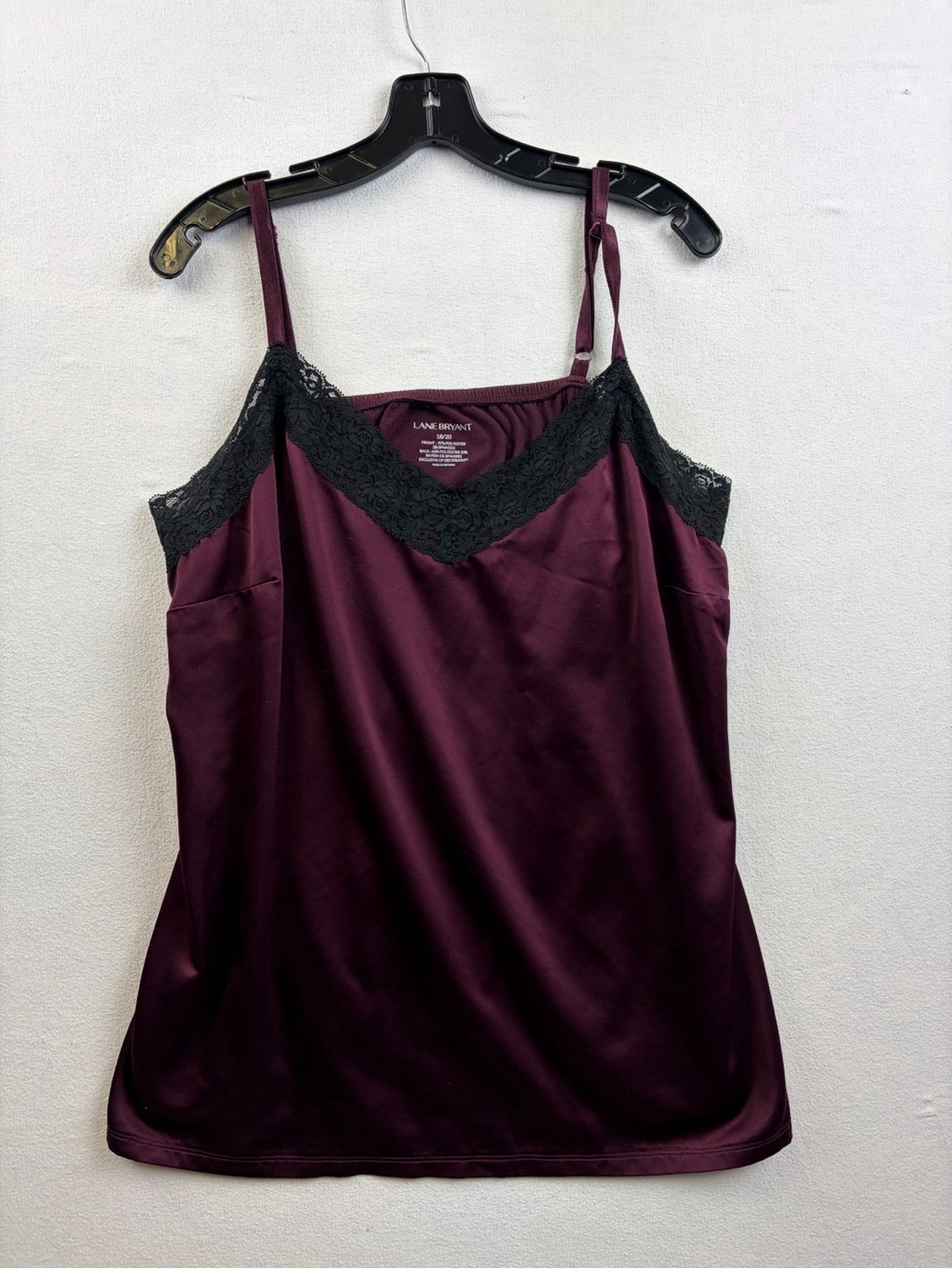 Lane Bryant Burgundy Camisole Top With Black Lace Trim